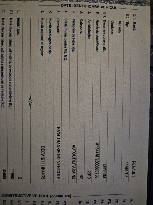 Transportor auto 4 pozitii Renault Midlum 2011 Euro5 BA14