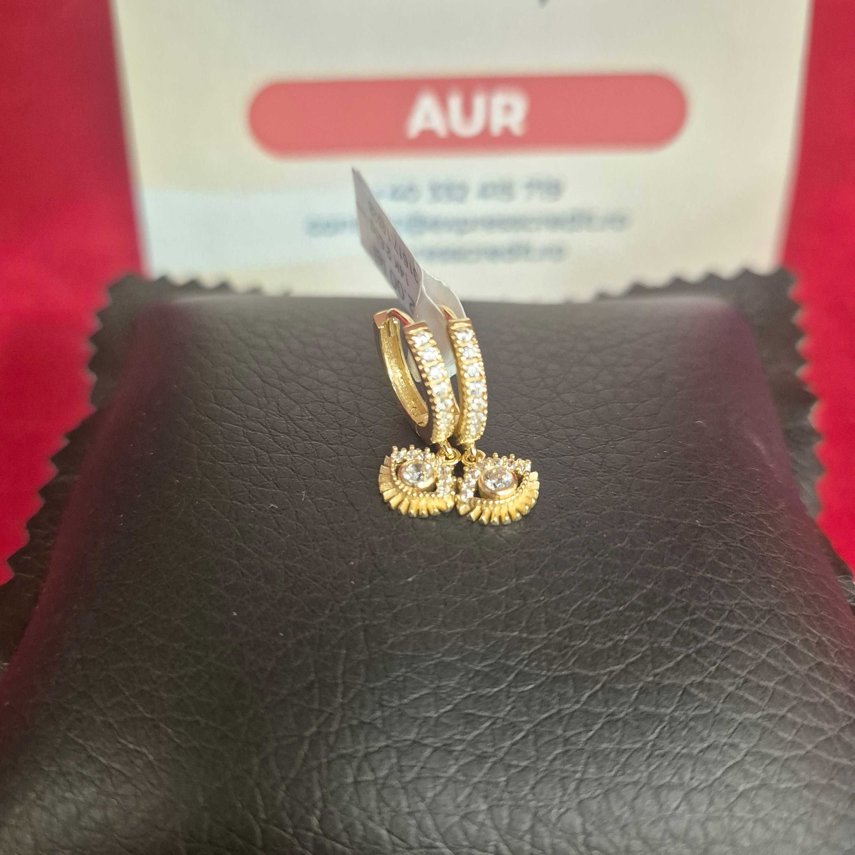 ( B31617.1 / Ag28 Doi Baieti ) Cercei Aur 14K - 2.66 grame /  752 lei