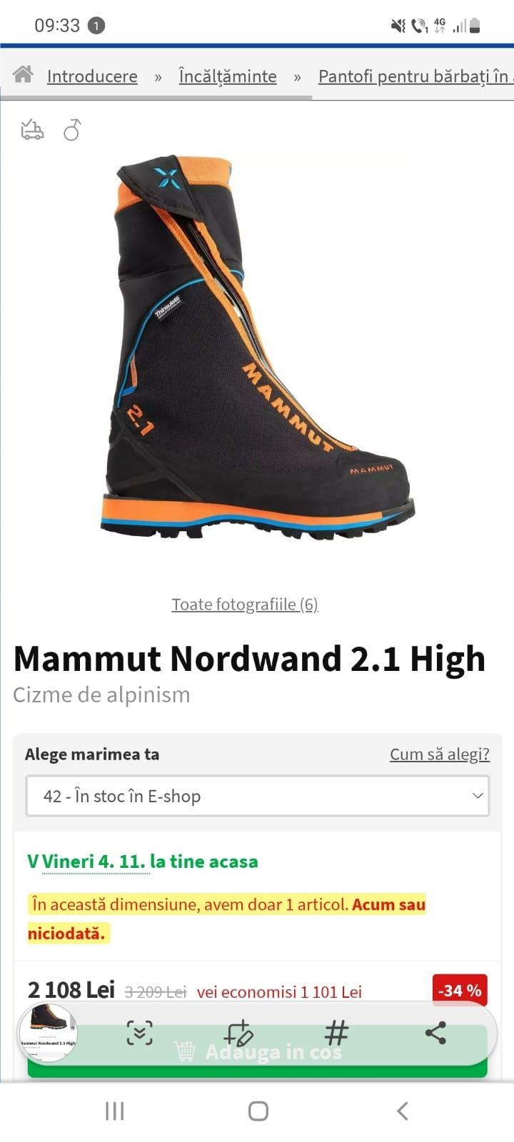 Bocanci MAMMUT NORDWAND 2.1 HIGH mărimea 39 1/3