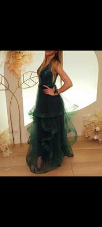 Rochie lunga de gala verde smarald