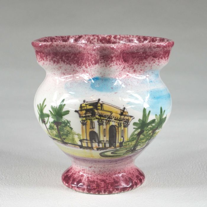 Carafa decorativa/vas/vaza ceramica pictata rustică Italia, Liguria.