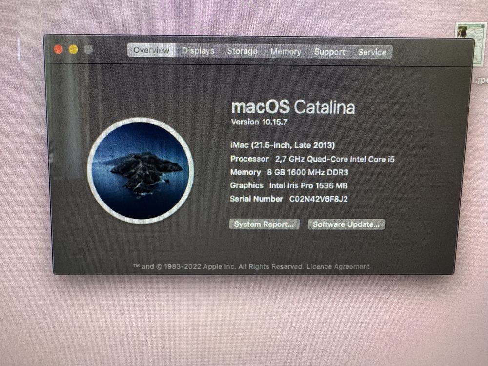 Imac 21.5 late 2013, i5 2,7 GHz, Ram 8GB, Ssd 512GB