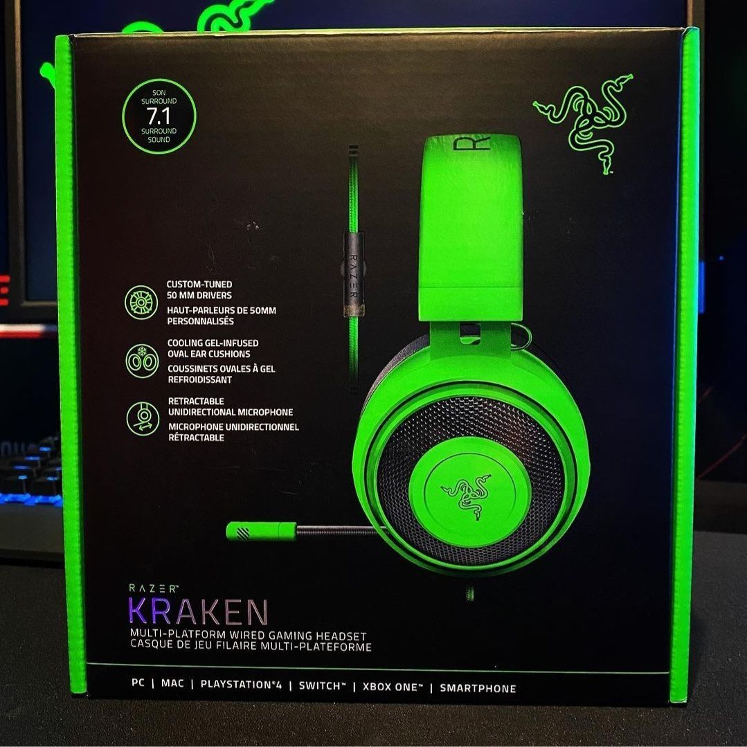 СКИДКА! RAZER KRAKEN 7.1  Green Проводные Наушники/Гарнитура с басом