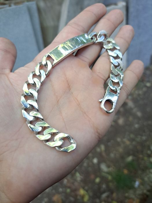 Bratara argint masiv cuban cu placuta