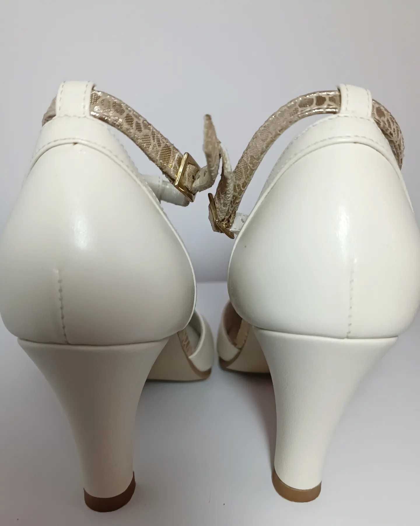 Pantofi din piele naturala, ivory