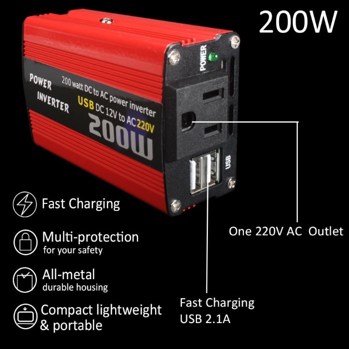 500W DC към AC захранващ преобразувател DC 12V до 110V 220V AC автомоб