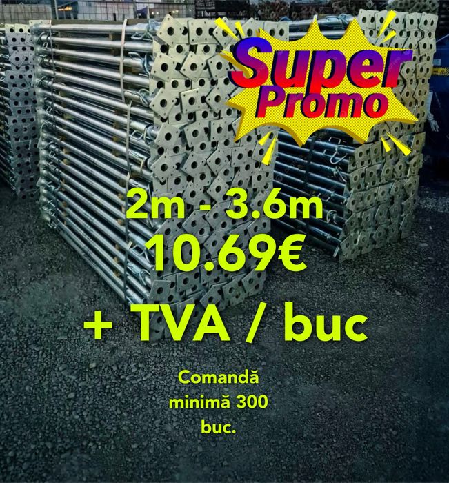 Popi metalici zincati 2m - 3.6m 10.69€+ TVA / buc