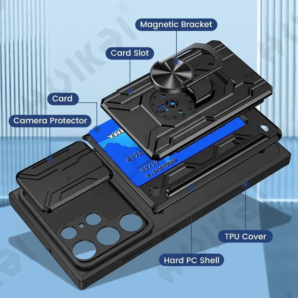 Samsung Galaxy S24 Ultra S24 S24+ / RING CARD SLOT Удароустойчив кейс