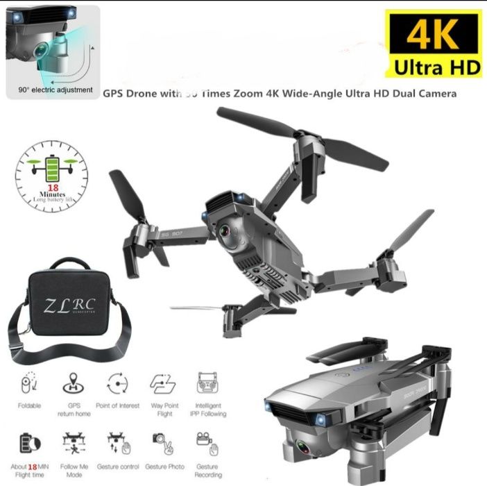 Drona UltraHD 4K,Distanta 500 metri,zbor 18min, 14 Megapixeli,Zoom,LCD