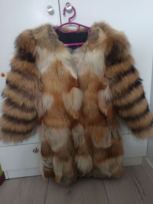 Палто естествен косъм - червена лисица S