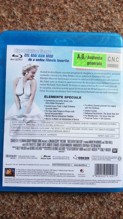 The Seven Year Itch film Marilyn Monroe BLURAY DVD titrat si romana !