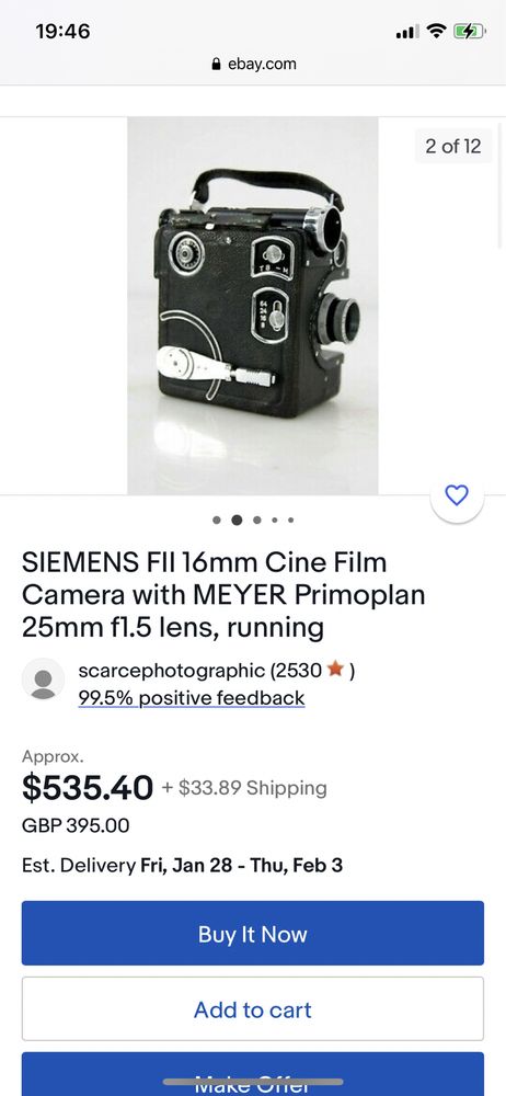 Camera Siemens B 16mm Cine Film Camera, Lens Workinganul 1938.