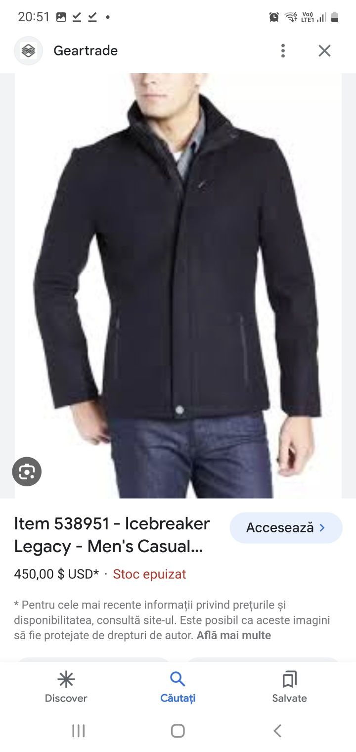Icebreaker merino Legacy Coat geaca ca nouă