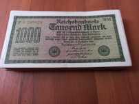Lot 100 bancnote x 1000 marci germane/1922/ stare buna