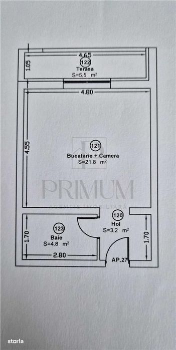 Apartament 1 camera-Open-space-centrala-Giroc