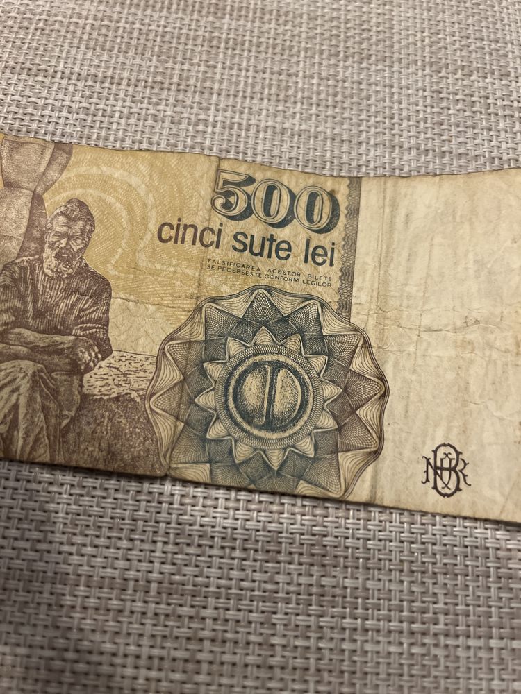 Bancnota Cinci sute lei Brancusi Constantin aprilie 1991