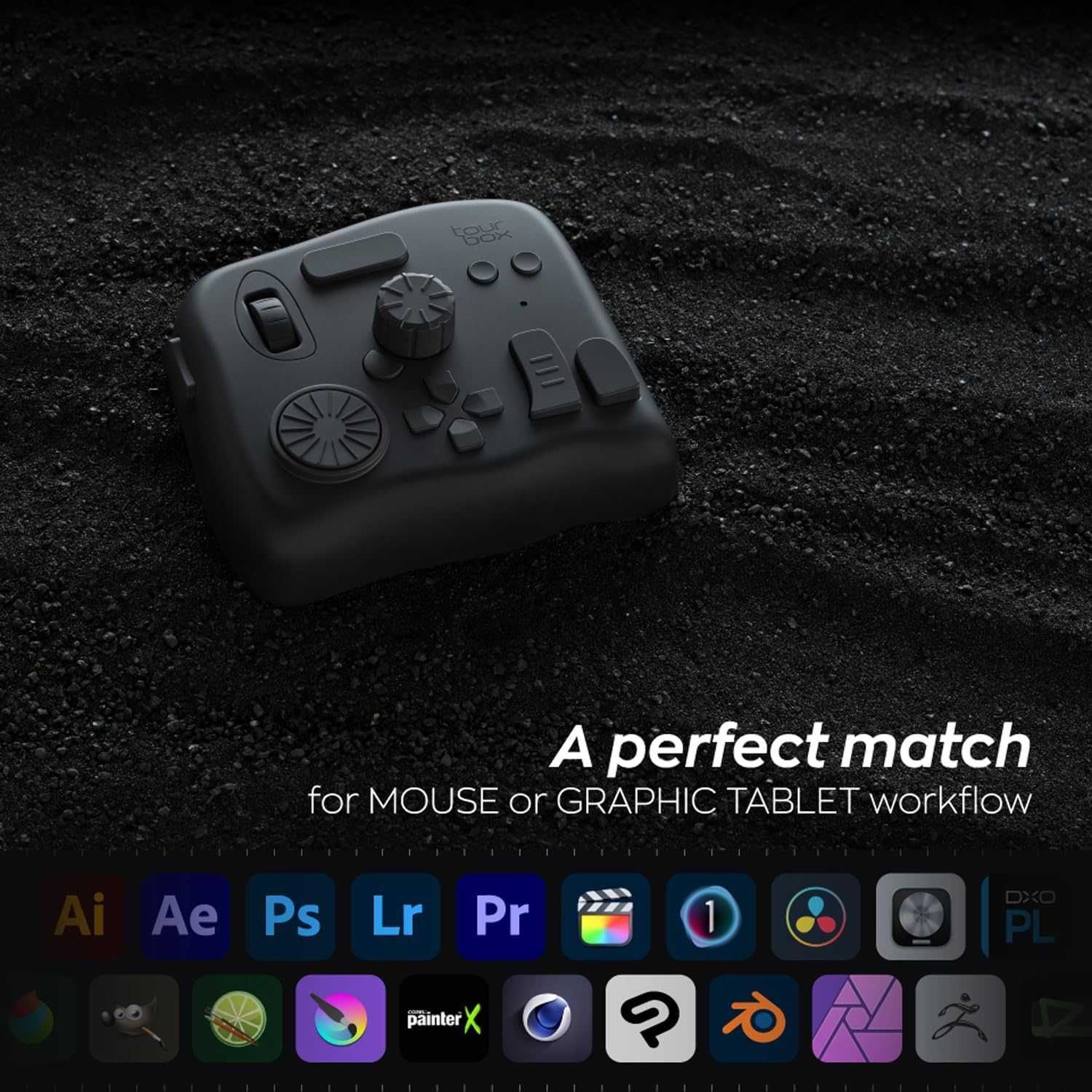 TourBox Elite - Bluetooth контролер за редактиране на видео и снимки