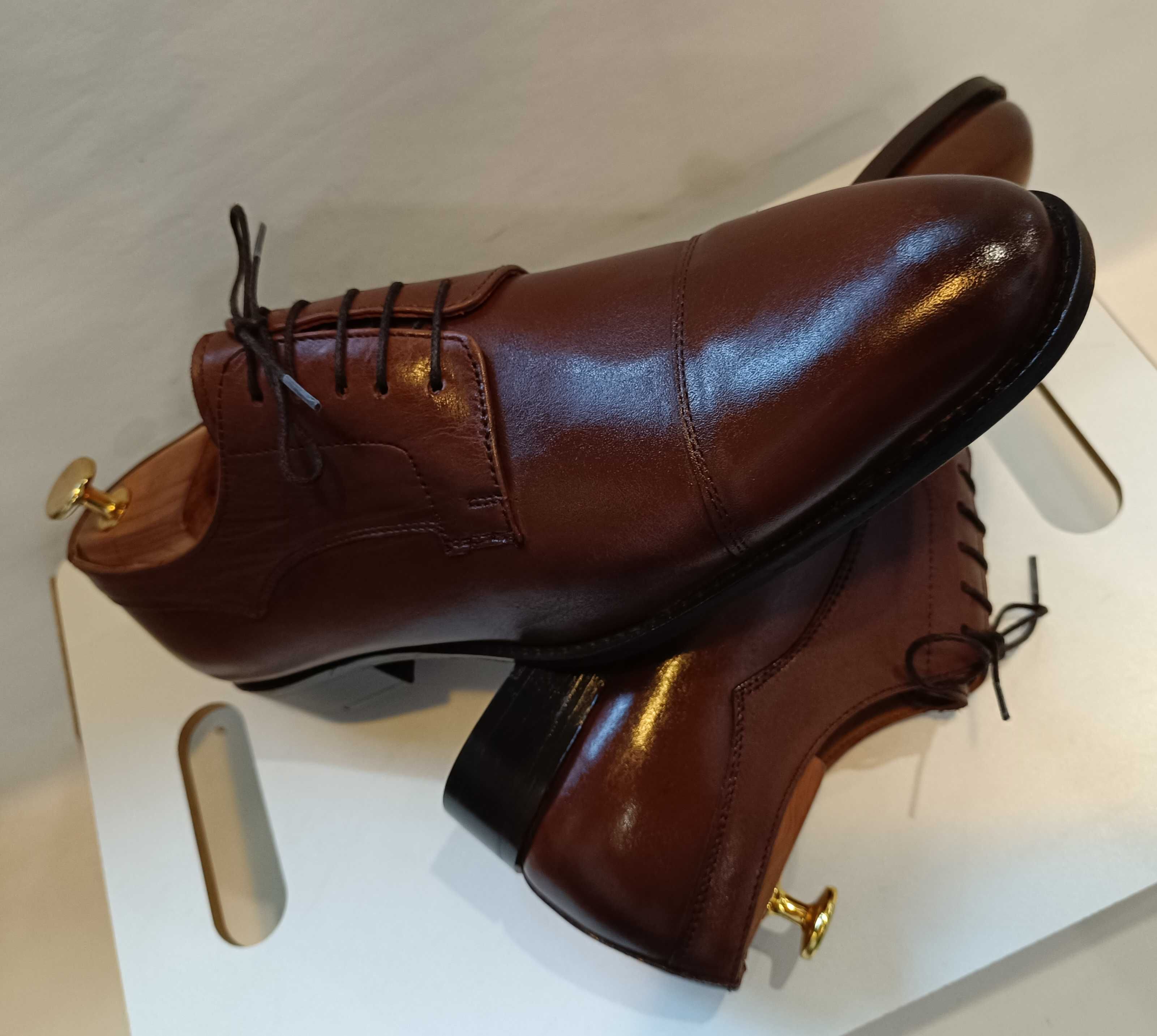 Pantofi derby 44 de lux lucrati manual La Maison Du Chausseur NOI piel