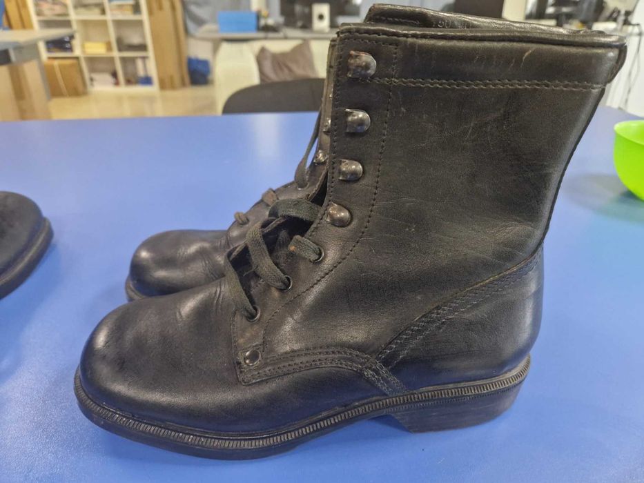 Кубинки черни шити естествена кожа