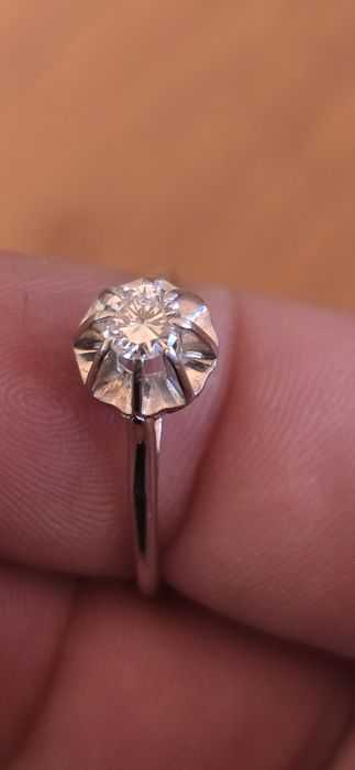 Inel Solitaire aur 18 k Franța diamant 0.30 ct top okazie