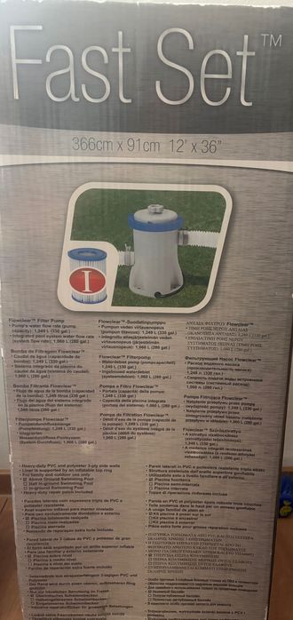 Piscină Bestway Fast Set 366x91 cm cu pompă, scară și prelată