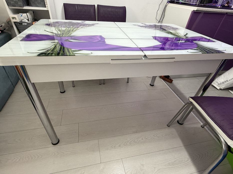 Masa extensibila 130-165/80 cm cu 4 scaune