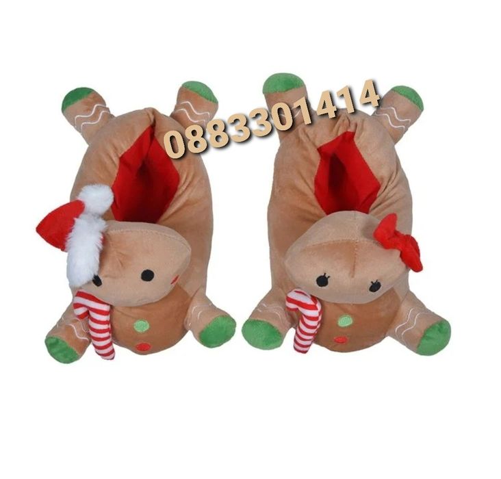 Плюшени пантофи Коледна бисквитка 3D