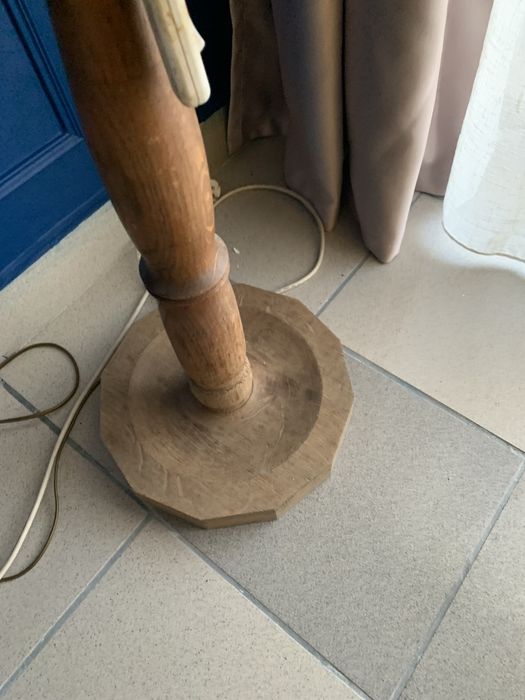 Lampa / lampadar podea cu abajur piele influenta Art Deco