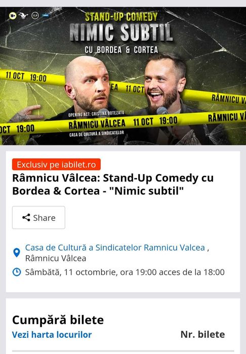 Vand 2 bilete la stand-up