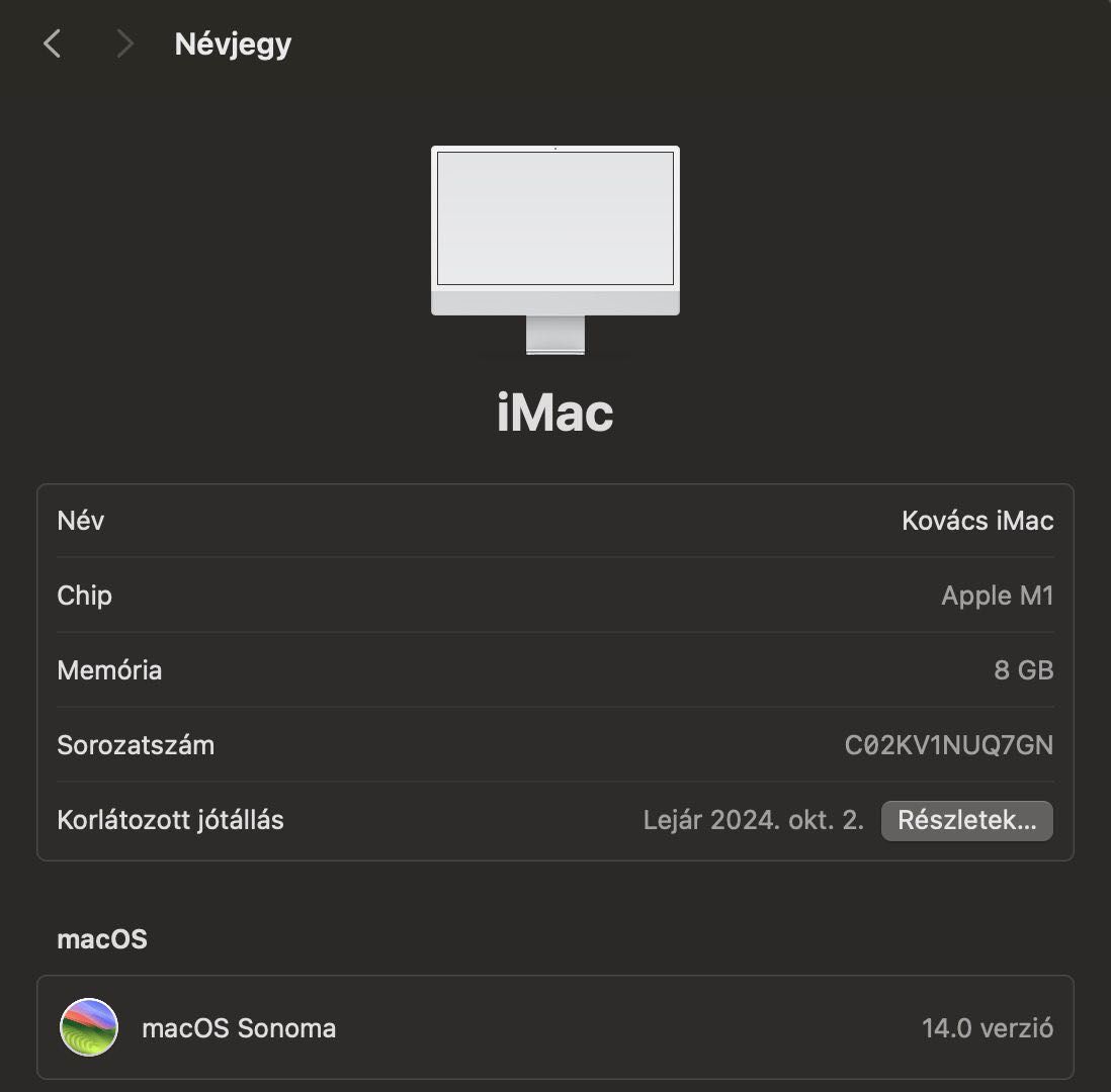 iMac 24” cu procesor Apple M1, încă în garanție