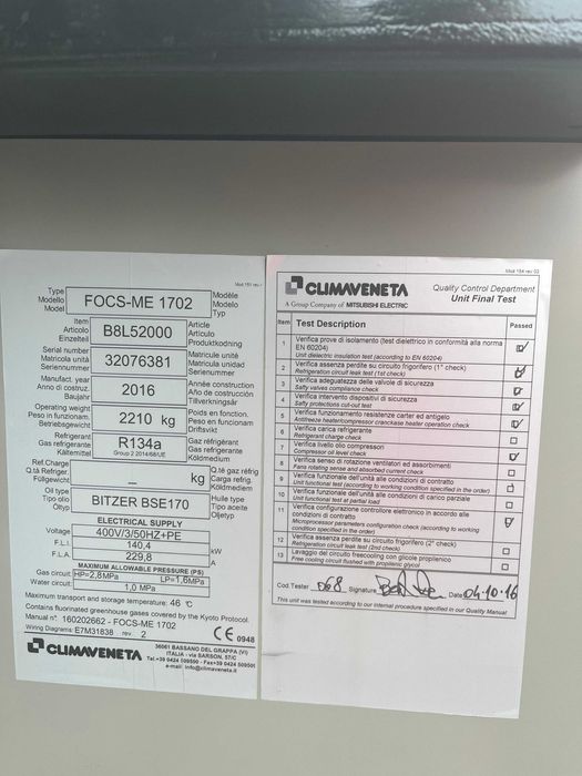 Vand/ Inchiriez Chiller CLIMAVENETA 400 KW