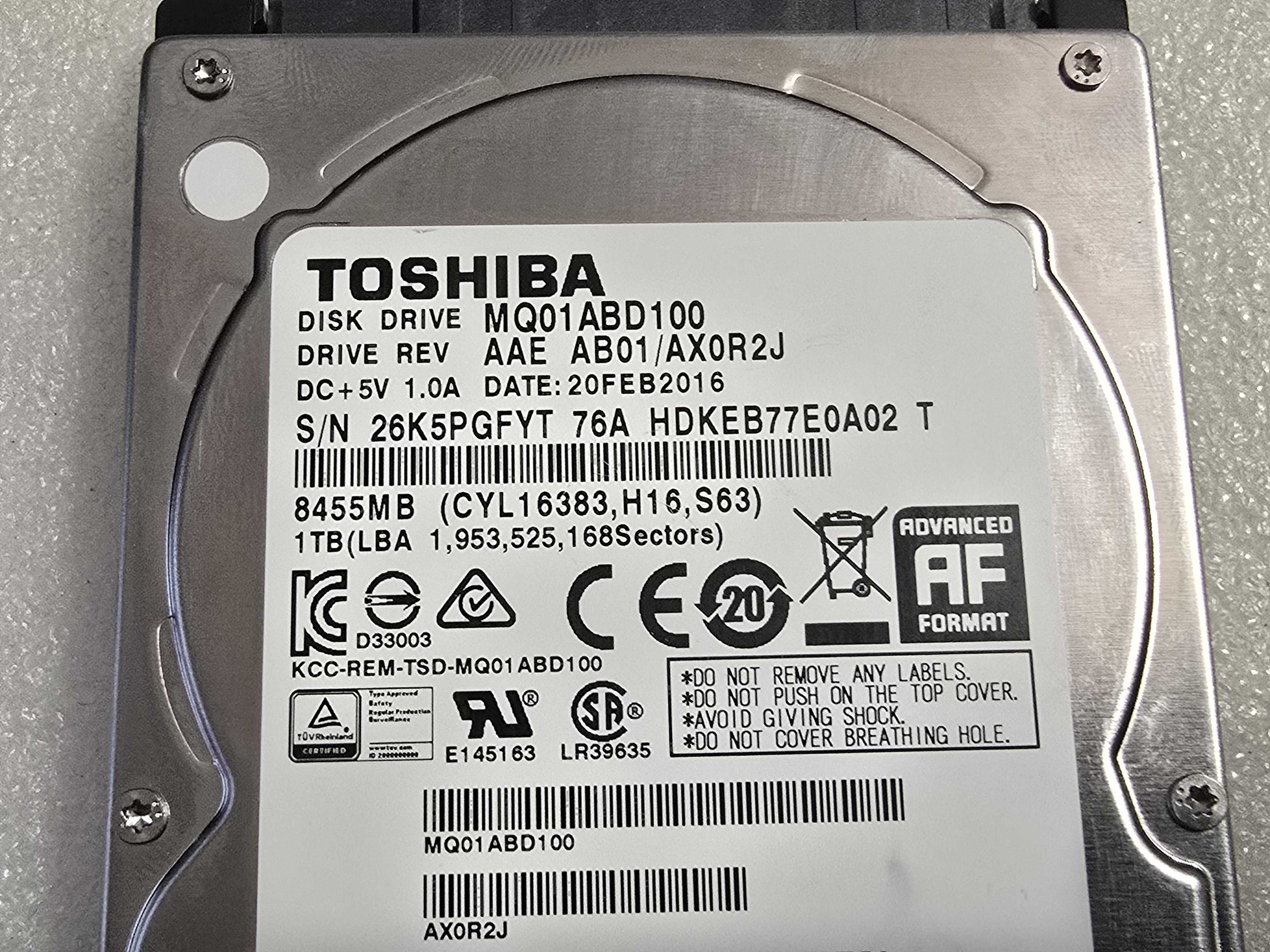 Hard disk laptop Toshiba MQ01ABD100 2,5'' 1TB SATA2 5400RPM 8MB -