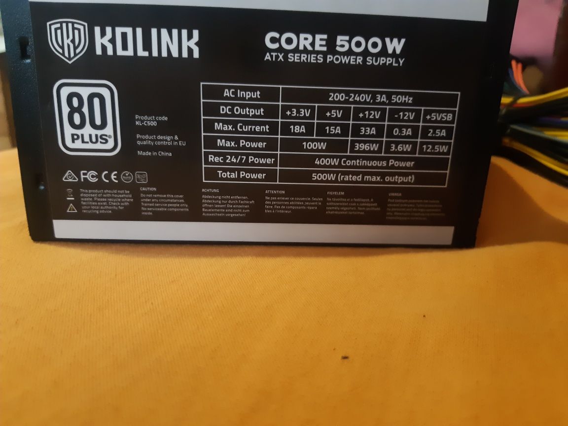 Захранване Kolink core 500w