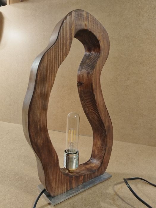 Decoratiune corp iluminat lemn masiv/otel masiv