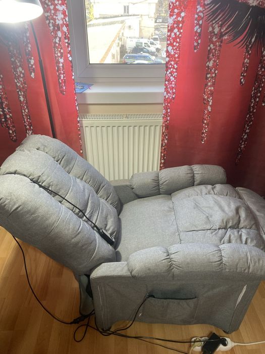 Fotoliu de masaj electric rabatabil, gri deschis