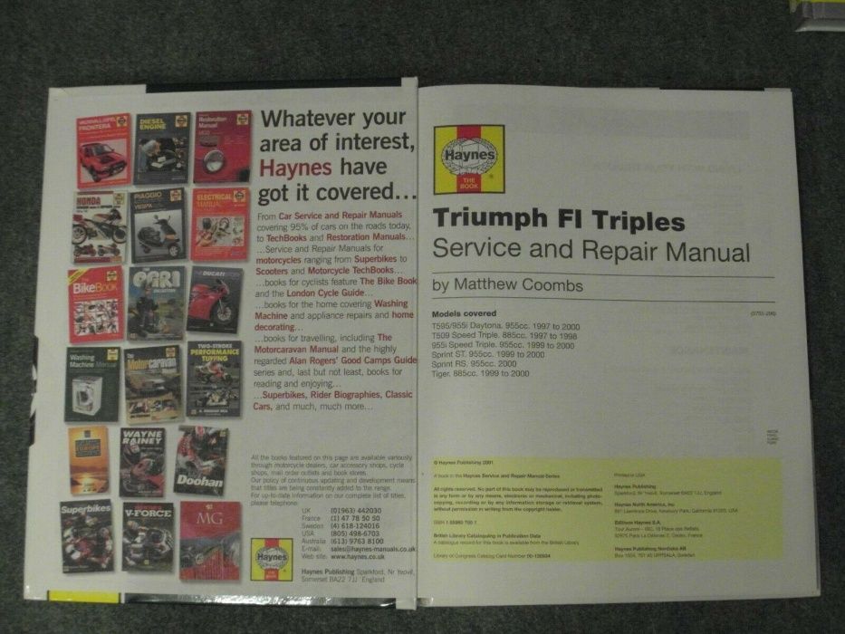 Manual moto Haynes Ducati V-Twins; Triumph Triples & Fours, Daytona