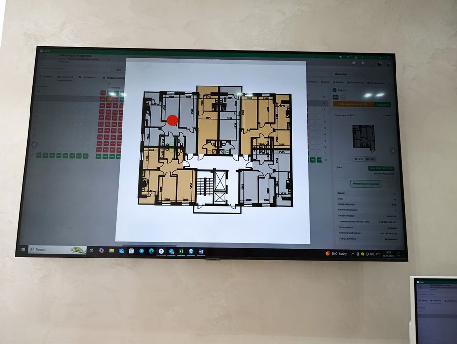 Новостройка 3х комнатная.  62,2м2. Яшнобод. Строительный массив.