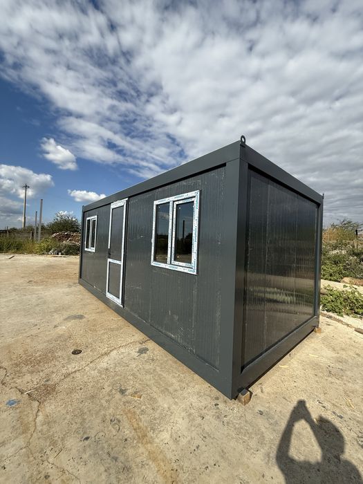 Vand containere modulare gri antracit cu grup sanitar vitrina