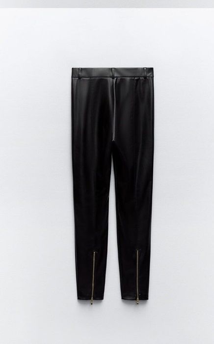 Кожен панталон с висока талия XS размер