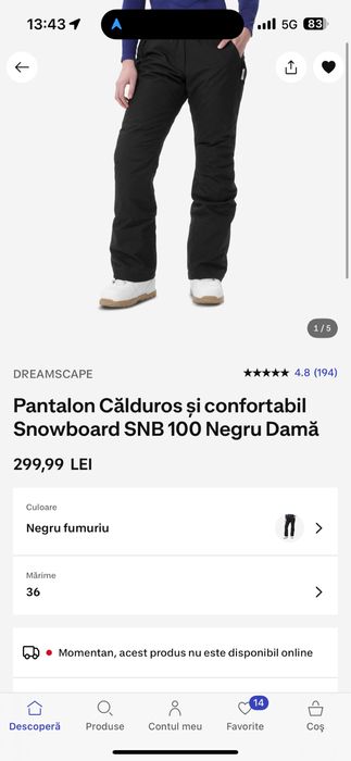 Pantalon confortabil și izolator snowboard 100 XS FEMEI