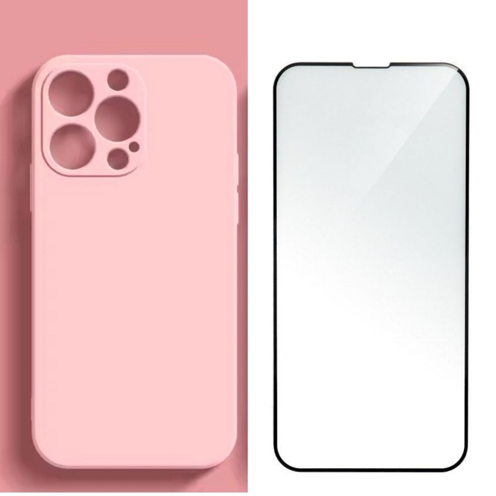 Husa Silicon Colorata si Folie Sticla Iphone 11/12/13/14/15/16 PRO MAX