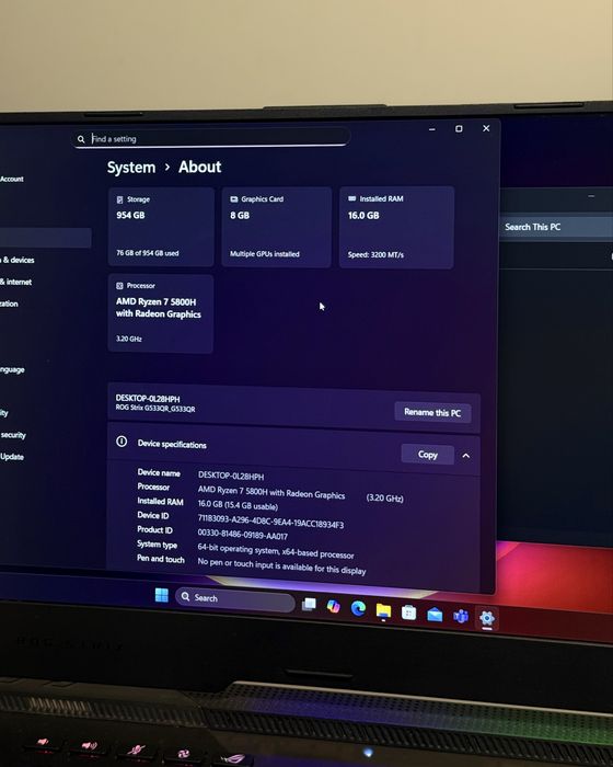 Asus ROG Strix G533, RTX 3070, Ryzen 7, perfect functionabil