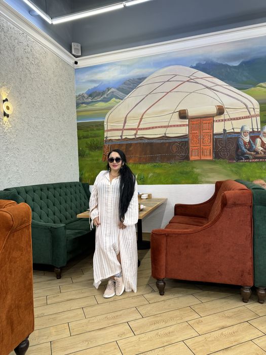 Длинное платье лен+ хлопок от Zara Morocco размер до 50 своб кроя