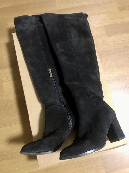 Cizme dama lungi MANDINI Italia, mar.36, noi, piele intoarsa !