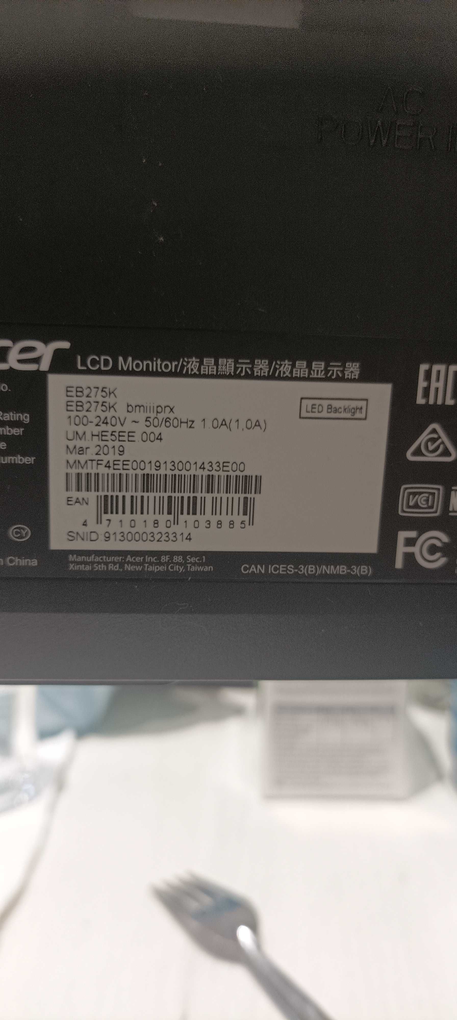 Монитор LED 27" Acer EB275K LED, IPS, 3840 x 2160 4K