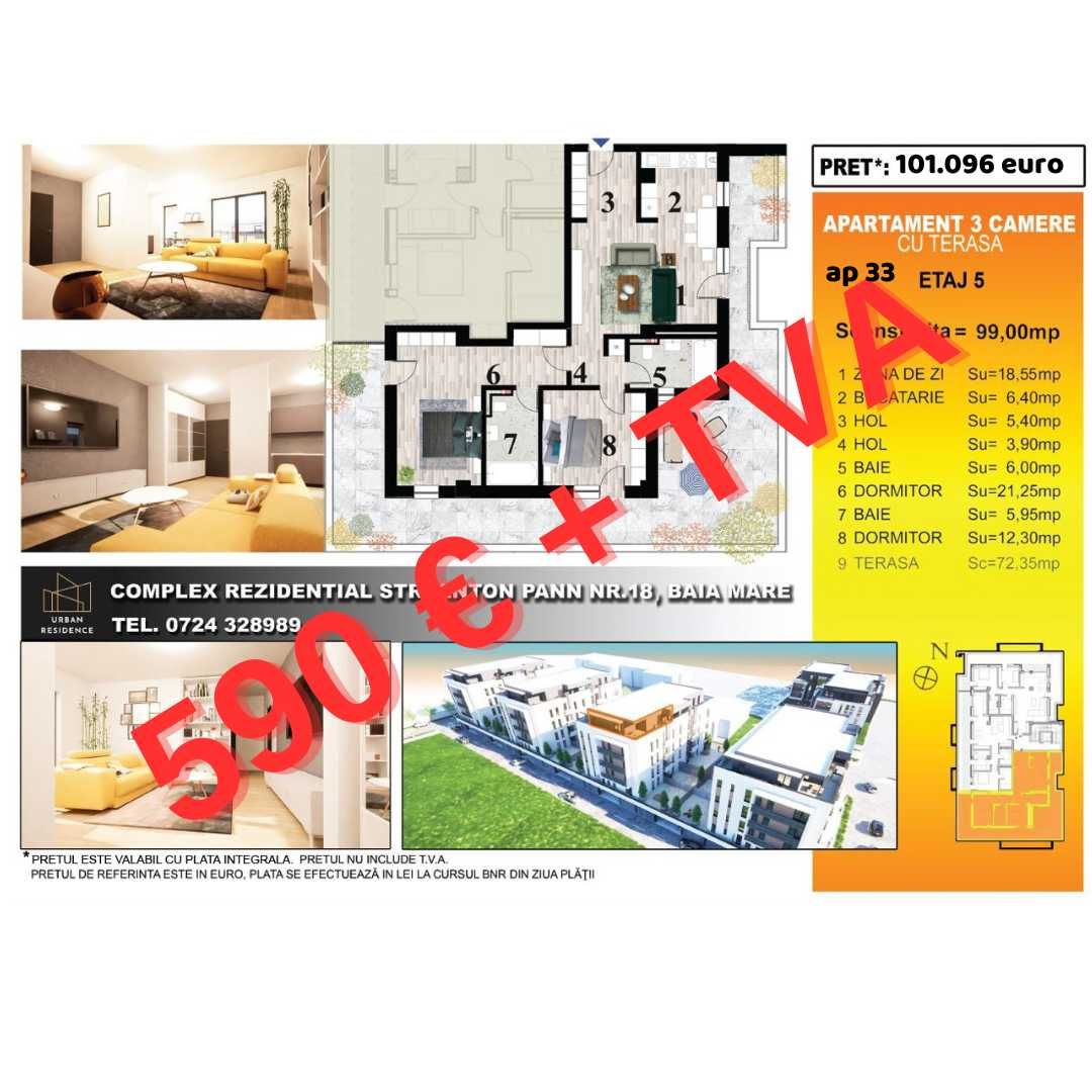 Penthouse 3 camere cu terasa, Centru Vechi, Complex Urban Residence