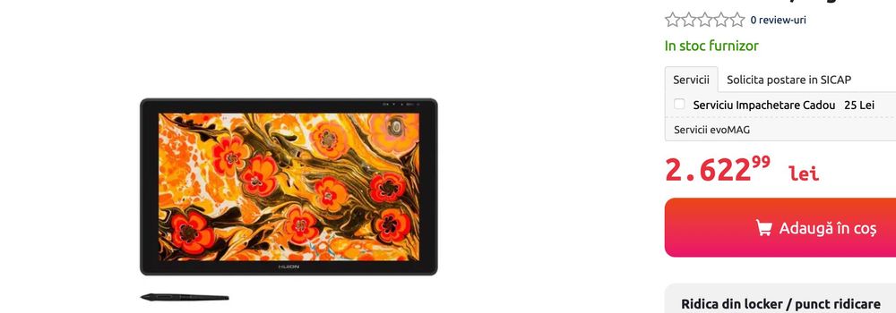 Tableta grafica Huion Kamvas 22 Plus (Modelul Nou) + Suport