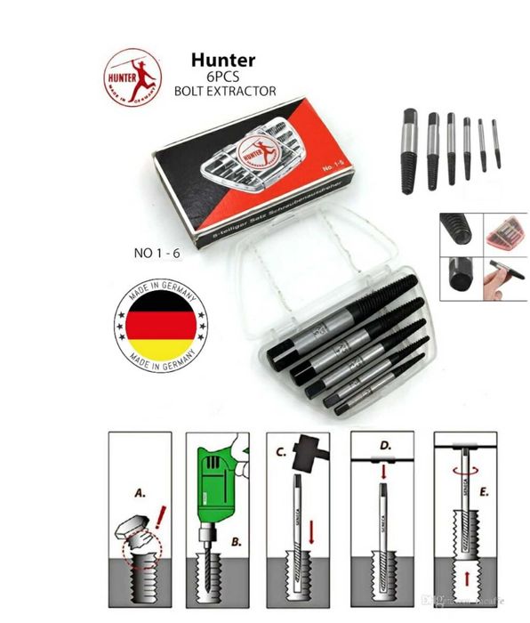 Extractor suruburi ruginite/bolturi filetate TUBUS 6 buc.MadeinGermany
