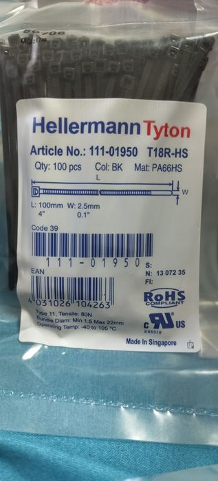 Cleme de cablu HellermannTyton 100 mm x 2,5 mm