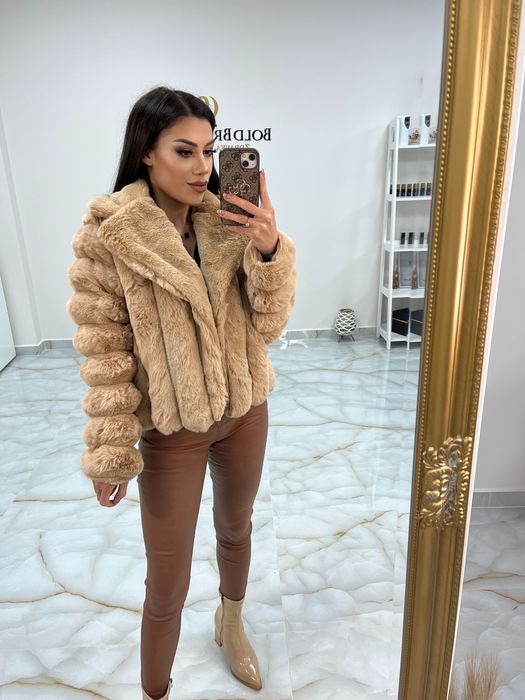 Дамско  палто от висококачествен еко косъм в бяло